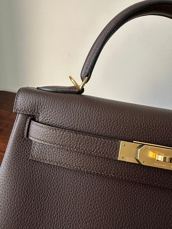 HM KELLY 28CM CHOCOLATE TOGO GOLD HARDWARE