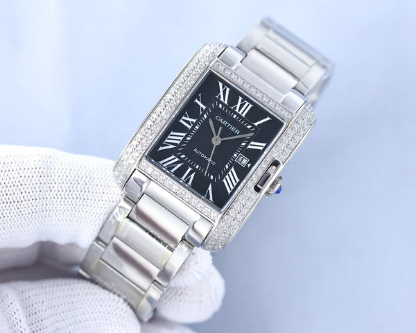 TANK ANGLAISE 30 SILVER DIAMOND BEZEL