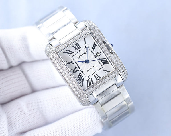 TANK ANGLAISE 30 SILVER DIAMOND BEZEL