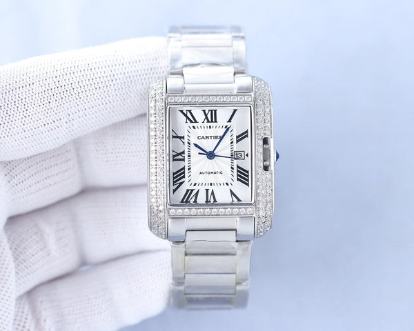 TANK ANGLAISE 30 SILVER DIAMOND BEZEL