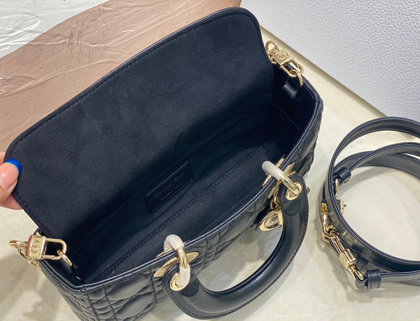 SMALL LADY D-JOY 22 PELLE DI AGNELLO NERA