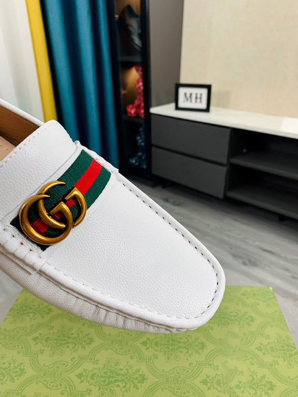 SCARPA DA DRIVER IN PELLE BIANCA GG