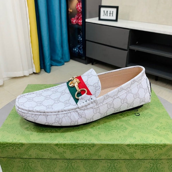 GG DRIVER CON WEB IN PELLE BIANCA