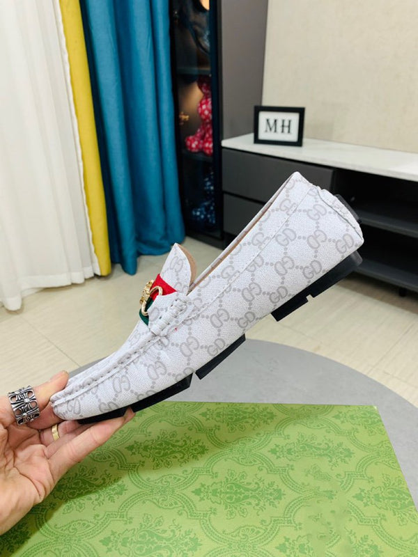 GG DRIVER CON WEB IN PELLE BIANCA