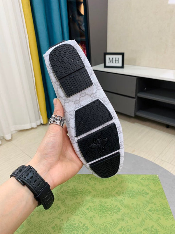 GG DRIVER CON WEB IN PELLE BIANCA