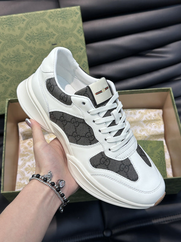 GG RETRO RHYTON SNEAKERS SHOES BLACK WHITE