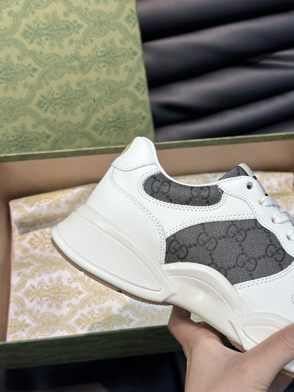GG RETRO RHYTON SNEAKERS SHOES BLACK WHITE
