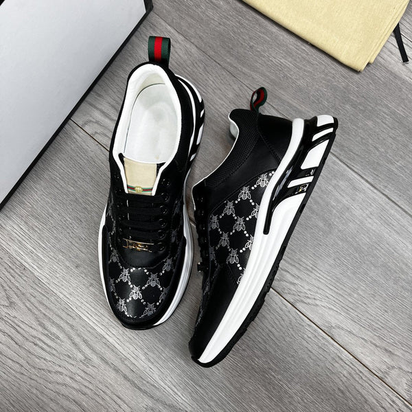 PELLE DI MUCCA NERA GG CON TEXTURE APE ORO