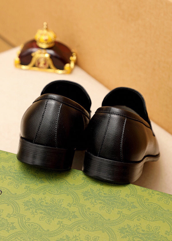 MOCASSINI GG DA UOMO IN PELLE DI VACCA NERA OPACA