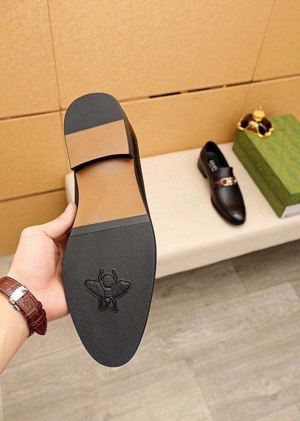 MOCASSINI GG DA UOMO IN PELLE DI VACCA NERA OPACA