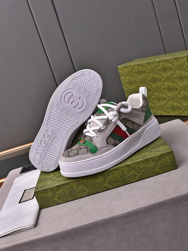 GG SNEAKERS SCREENER IN PELLE GRIGIA