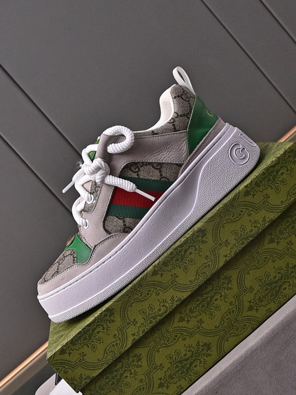 GG SNEAKERS SCREENER IN PELLE GRIGIA