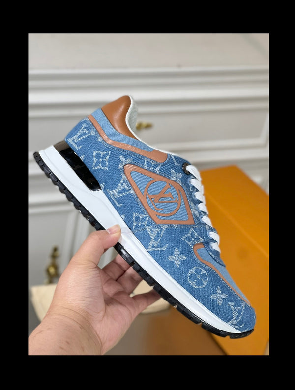 LV RUN AWAY SNEAKER IN BLUE DENIM FABRIC