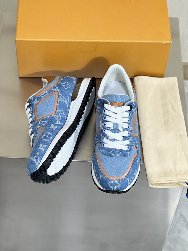 LV RUN AWAY SNEAKER IN BLUE DENIM FABRIC