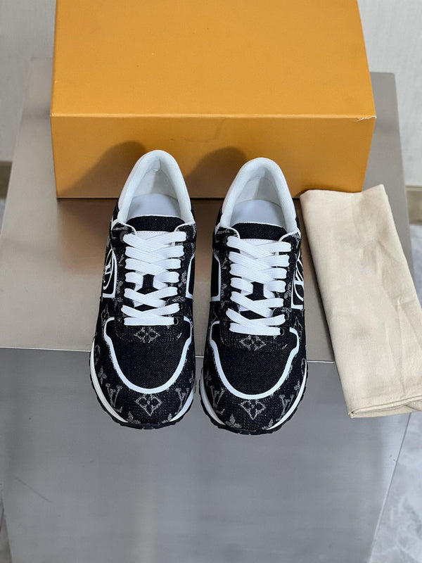 LV RUN AWAY SNEAKER IN BLACK DENIM FABRIC
