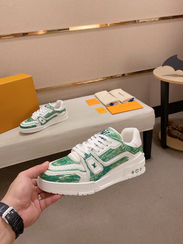 LV TRAINER SNEAKER GREEN WHITE