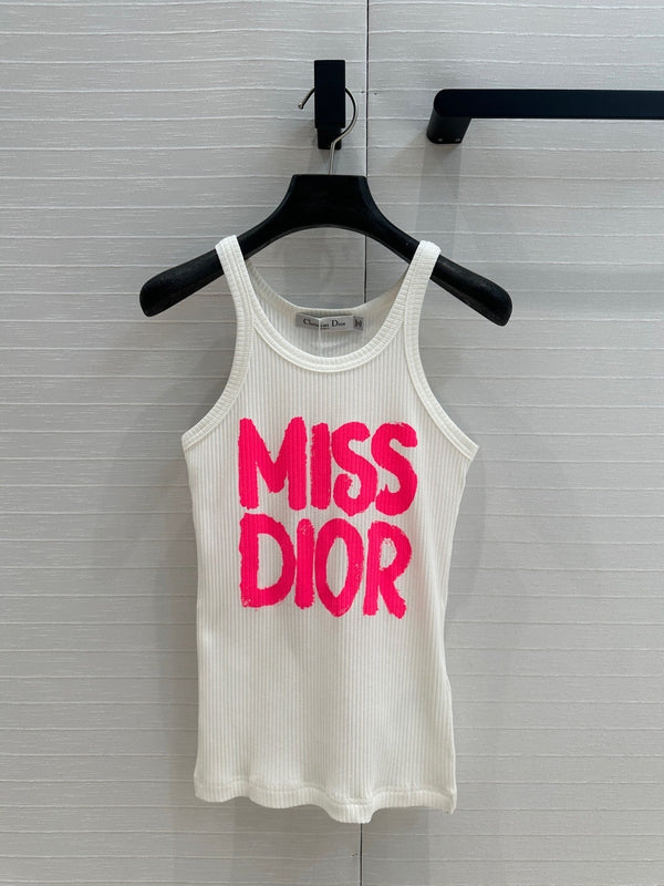 Miss CD Graffiti print striped vest