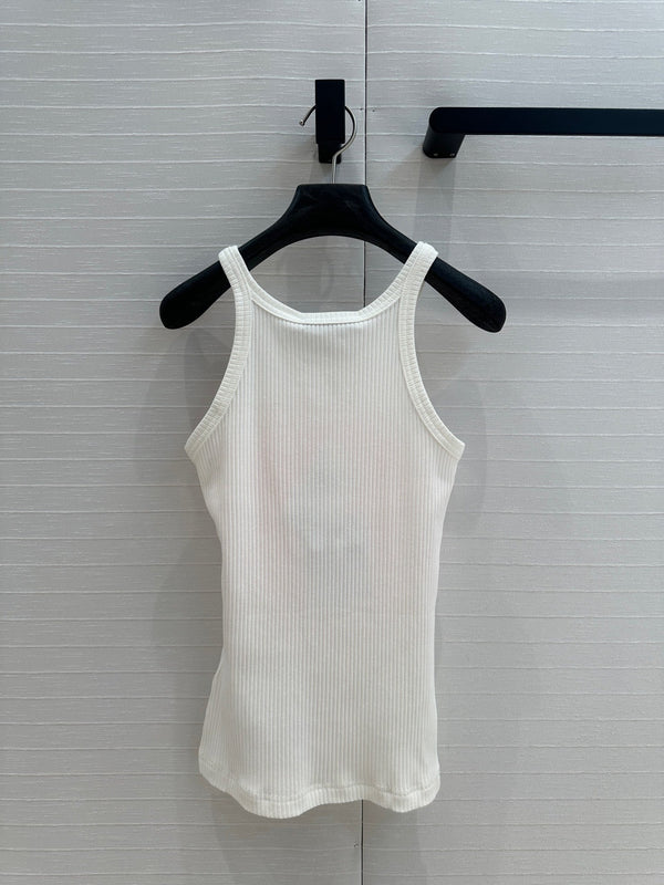 Miss CD Graffiti print striped vest