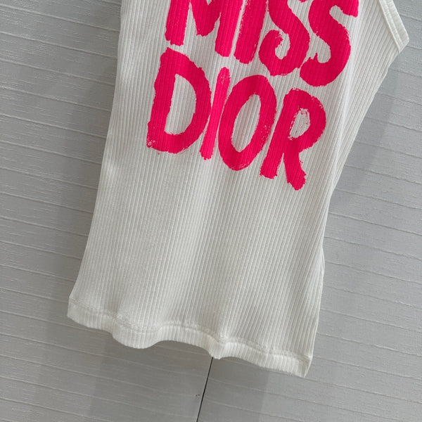 Miss CD Graffiti print striped vest