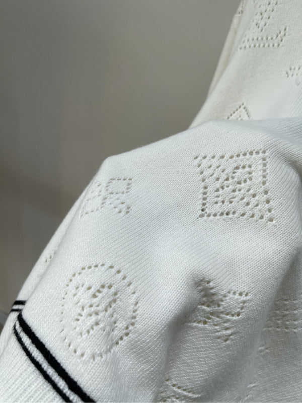 LV Clover V-neck Pullover Sweater in White Wool and Cashmere 285518