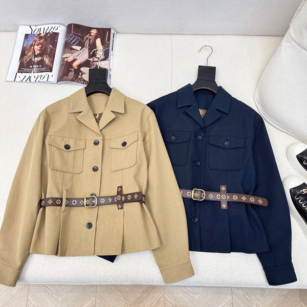 LV 25Ss Waisted Belt Windbreaker Jacket Cotton 242165