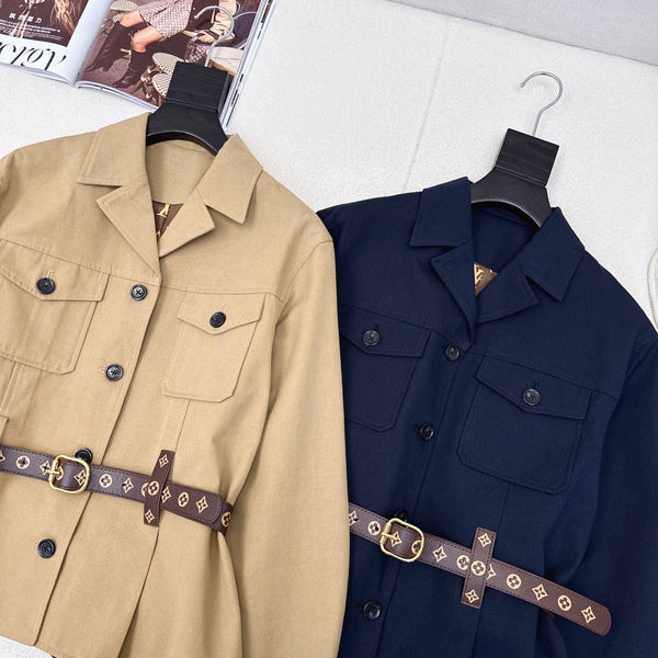 LV 25Ss Waisted Belt Windbreaker Jacket Cotton 242165