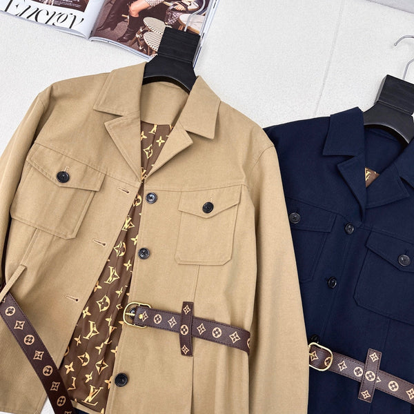 LV 25Ss Waisted Belt Windbreaker Jacket Cotton 242165