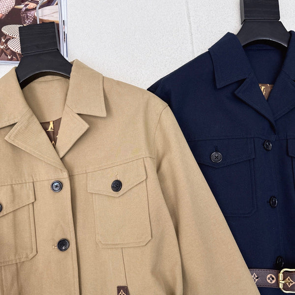 LV 25Ss Waisted Belt Windbreaker Jacket Cotton 242165