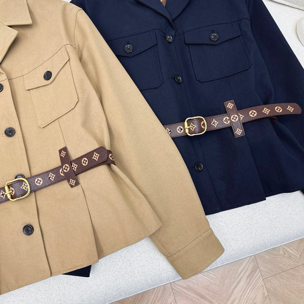 LV 25Ss Waisted Belt Windbreaker Jacket Cotton 242165