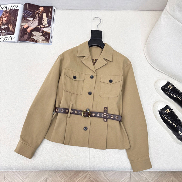 LV 25Ss Waisted Belt Windbreaker Jacket Cotton 242165