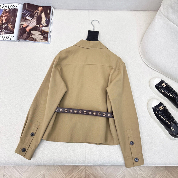 LV 25Ss Waisted Belt Windbreaker Jacket Cotton 242165
