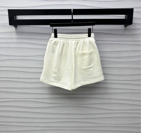 Moncle 25 Round Neck Sweatshirt and Short Suits in White Cotton 232232