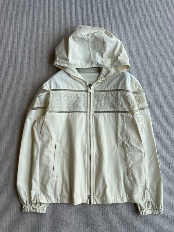 Moncle 25SS Clisson Lace Hollow Hooded Windbreaker Jacket Cream Polyester 242763