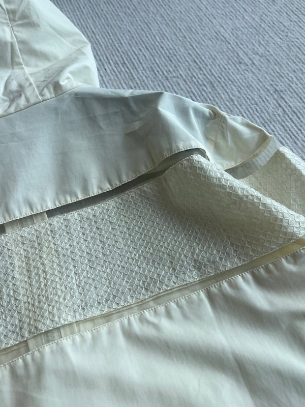 Moncle 25SS Clisson Lace Hollow Hooded Windbreaker Jacket Cream Polyester 242763