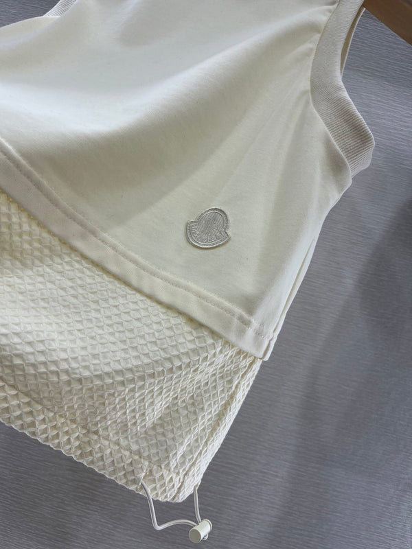 Moncle 25 Mest Vest High Waist Skirt Set Cream Cotton 248978