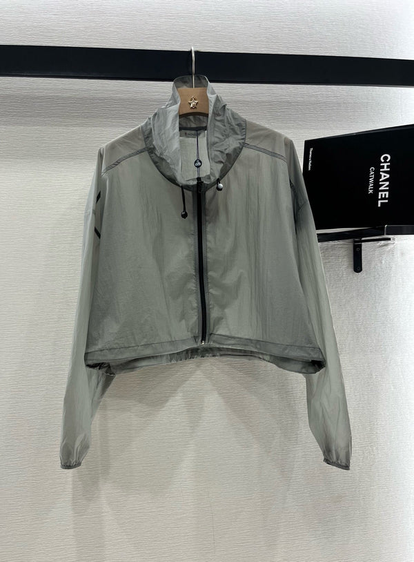 Moncle 25 Hooded Sun-Protective Jacket and Short Skirt Set Gray Nylon 249062