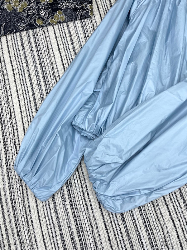 Moncle 25 Stand-Up Collar Double Zip Jacket Blue Cotton amd Polyester  267975