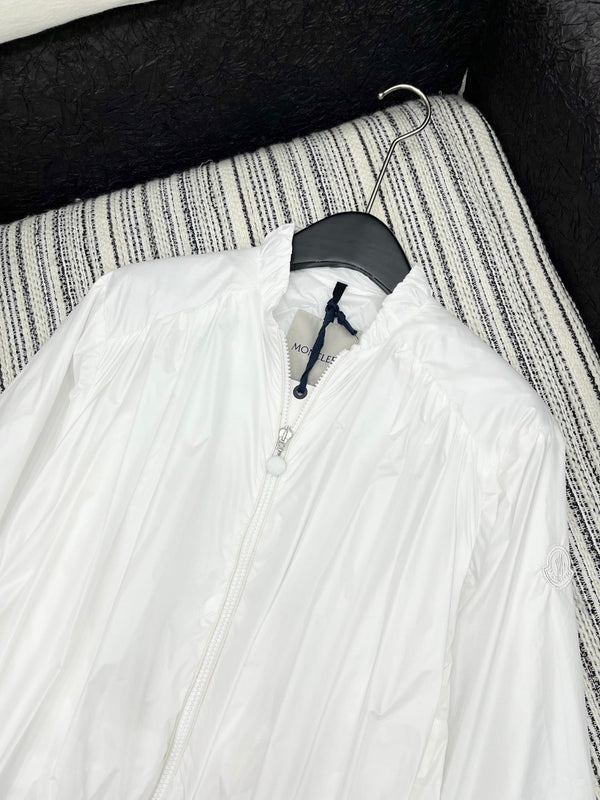 Moncle 25 Stand-Up Collar Double Zip Jacket White Cotton amd Polyester  267977