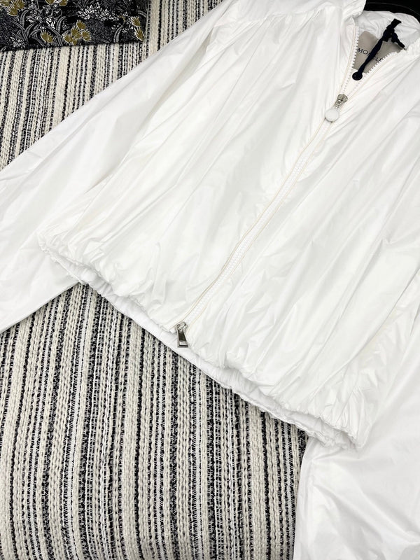 Moncle 25 Stand-Up Collar Double Zip Jacket White Cotton amd Polyester  267977