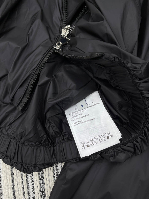 Moncle 25 Stand-Up Collar Double Zip Jacket Black Cotton and Polyester  267979