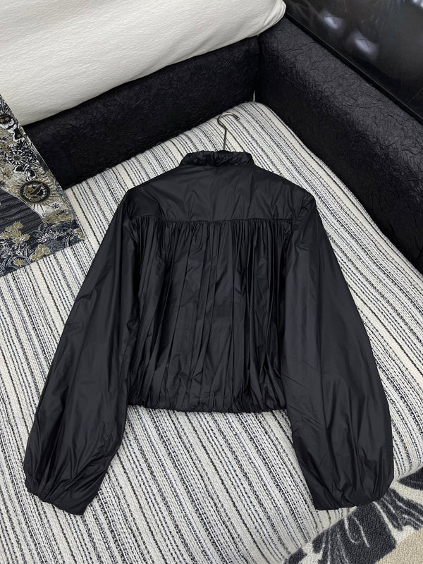 Moncle 25 Stand-Up Collar Double Zip Jacket Black Cotton and Polyester  267979