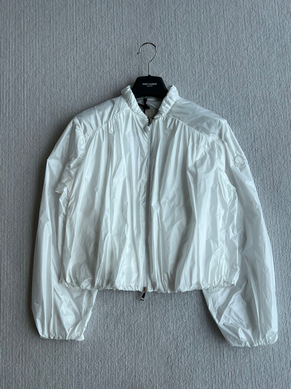 Moncle 25FW Pleated Windbreaker Jacket White Nylon 269679