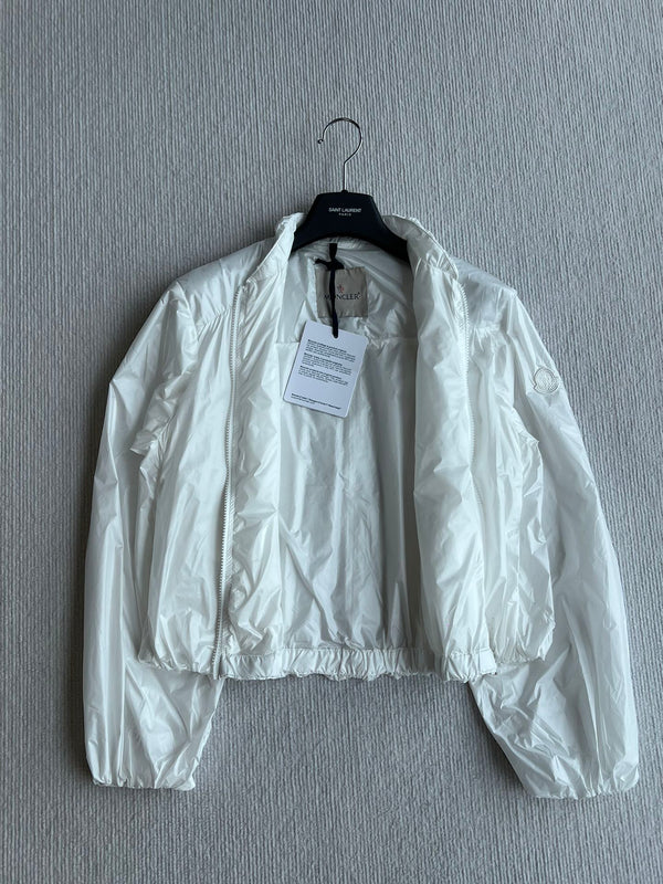 Moncle 25FW Pleated Windbreaker Jacket White Nylon 269679
