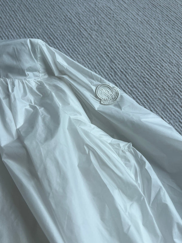 Moncle 25FW Pleated Windbreaker Jacket White Nylon 269679