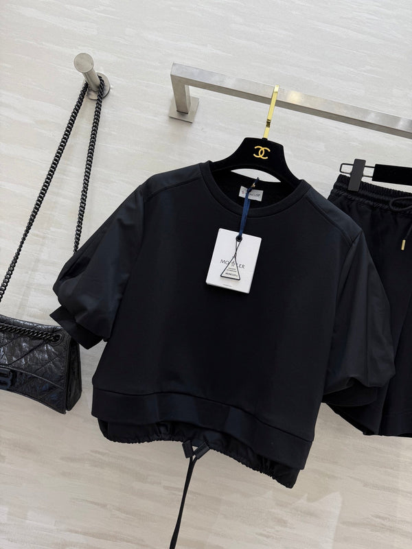 Moncle 25 Hem Drawstring Two-Piece Suit Black Cotton 277619