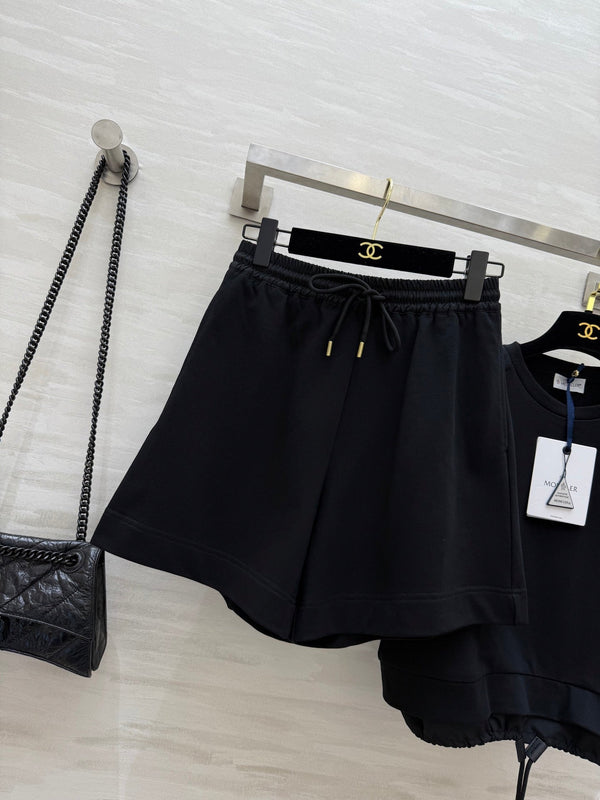 Moncle 25 Hem Drawstring Two-Piece Suit Black Cotton 277619