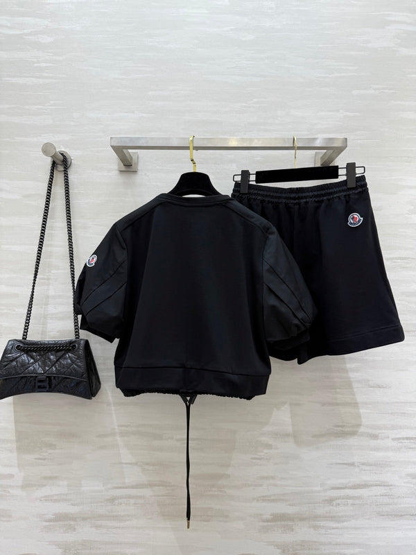 Moncle 25 Hem Drawstring Two-Piece Suit Black Cotton 277619