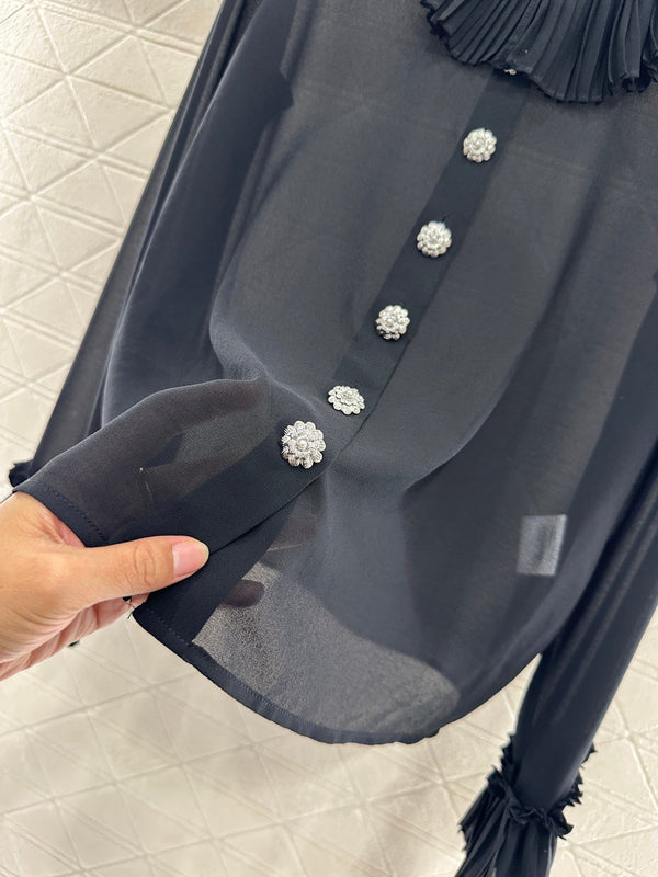 CHANEL LACE RUFFLED SHIRT STYLE 285