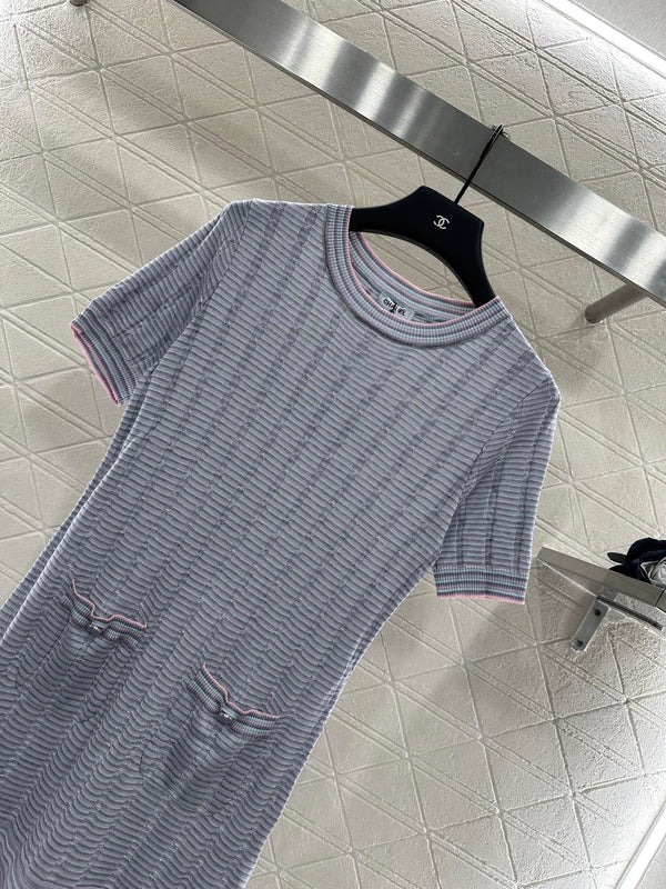 CHANEL KNIT CASHMERE SHORT SLEEVE DRESS STYLE 278