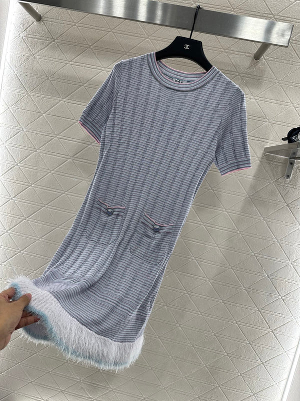 CHANEL KNIT CASHMERE SHORT SLEEVE DRESS STYLE 278